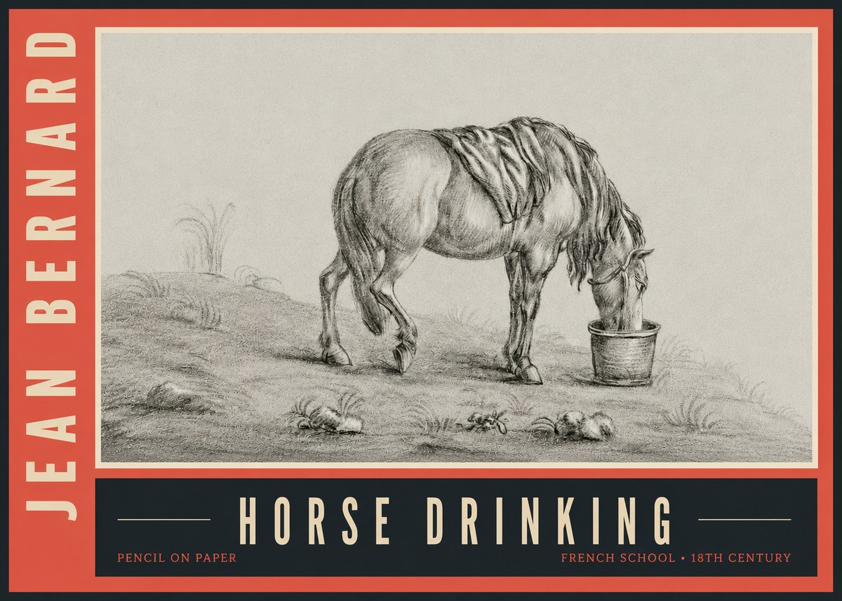 Jean Bernard Horse Drinking No5 - Poster