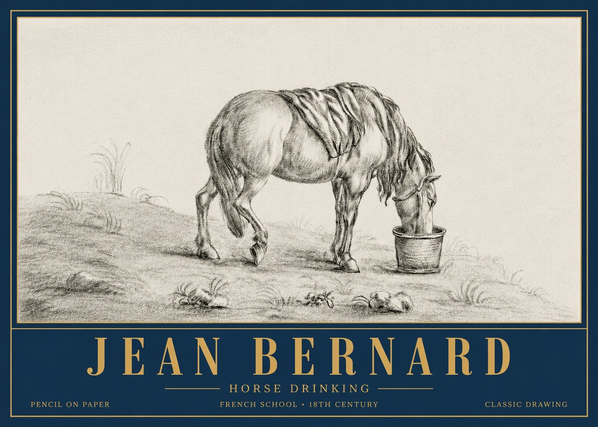 Jean Bernard Horse Drinking No6 - Poster