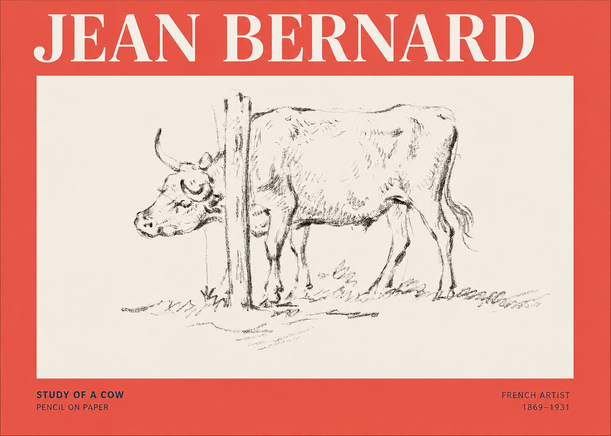 Jean Bernard Study of a Cow VII No5 - Poster
