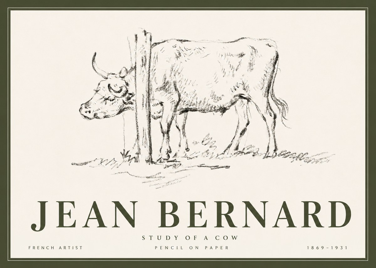 Jean Bernard Study of a Cow VII No6 - Poster