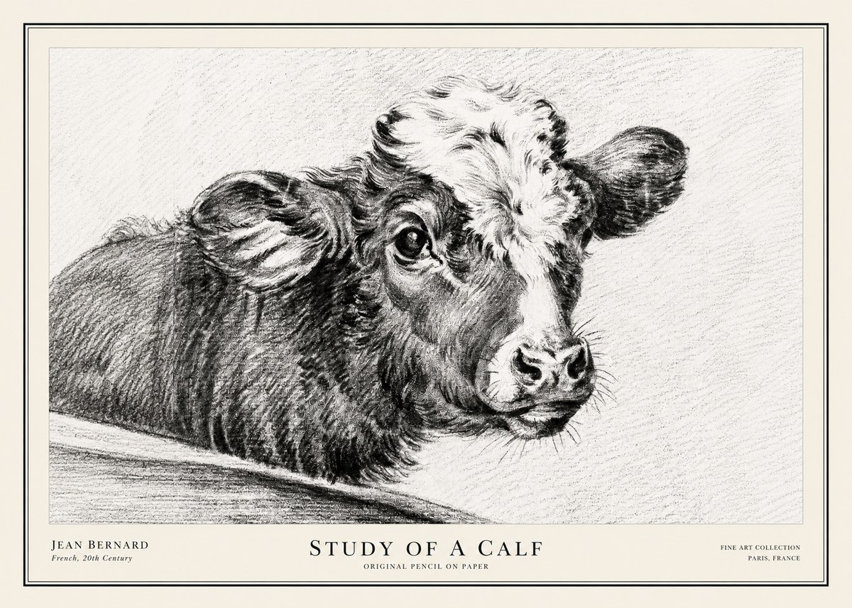 Jean Bernard Study of a Calf II No3 - Poster