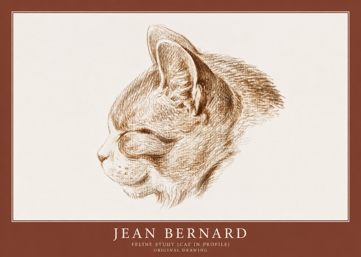 Jean Bernard Cat Study VI No2 - Poster