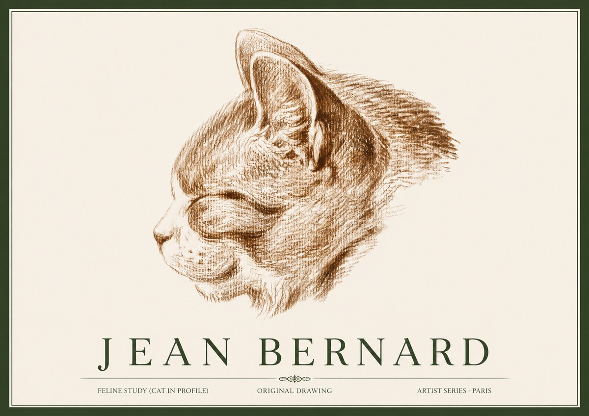 Jean Bernard Cat Study VI No4 - Poster