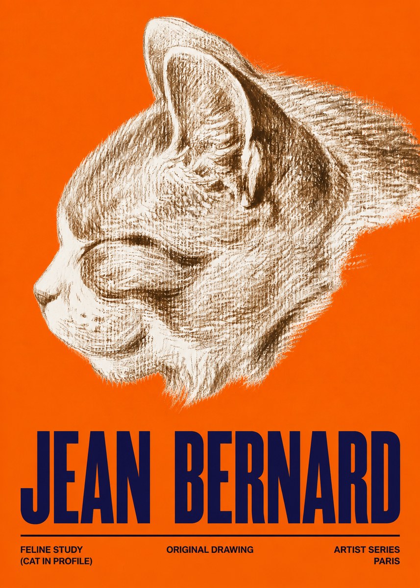 Jean Bernard Cat Study VI No5 - Poster