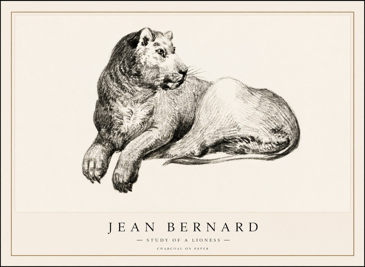 Jean Bernard Lying Lioness No2 - Poster