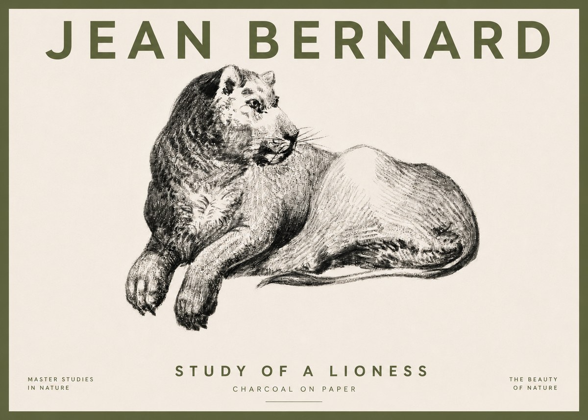 Jean Bernard Lying Lioness No5 - Poster