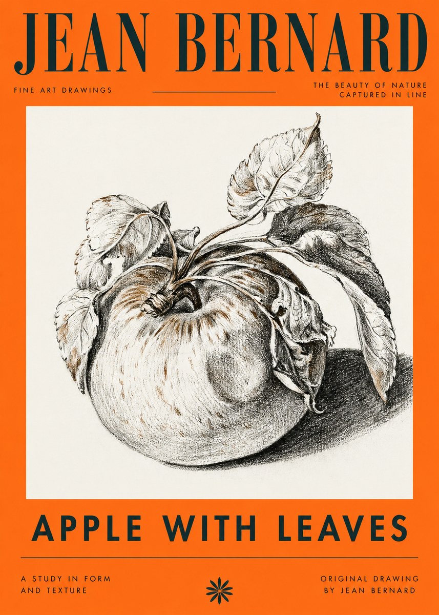 Jean Bernard Apple with Leaves No4 - Poster