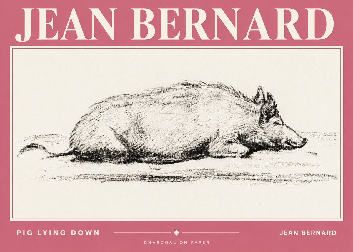 Jean Bernard Resting Pig I No4 - Poster
