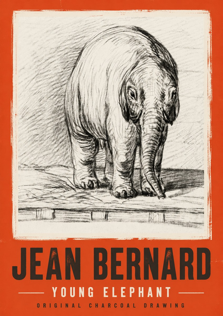 Jean Bernard Young Elephant No2 - Poster