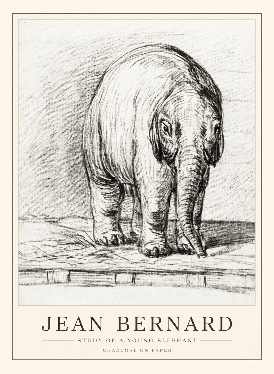 Jean Bernard Young Elephant No3 - Poster