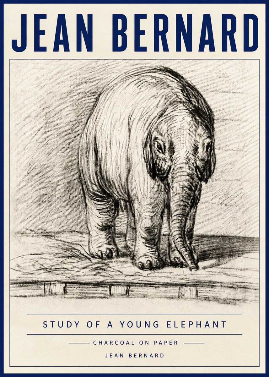 Jean Bernard Young Elephant No6 - Poster