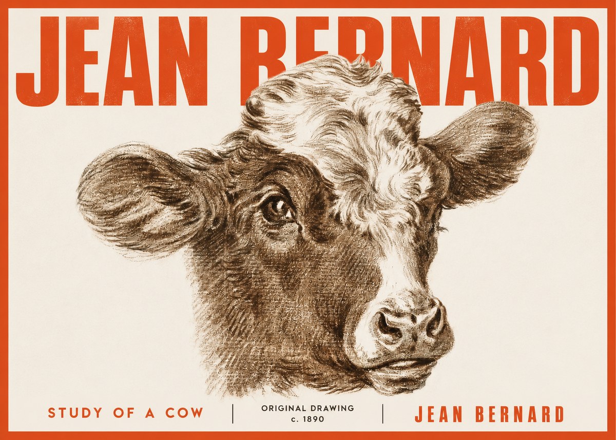 Jean Bernard Study of a Cow VIII No4 - Poster