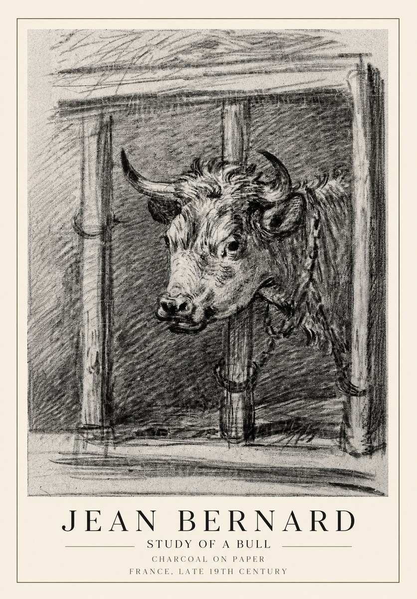 Jean Bernard Study of a Bull II No1 - Poster