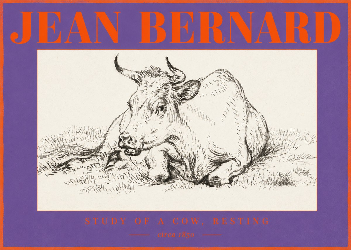 Jean Bernard Study of a Cow, Resting No2 - Poster