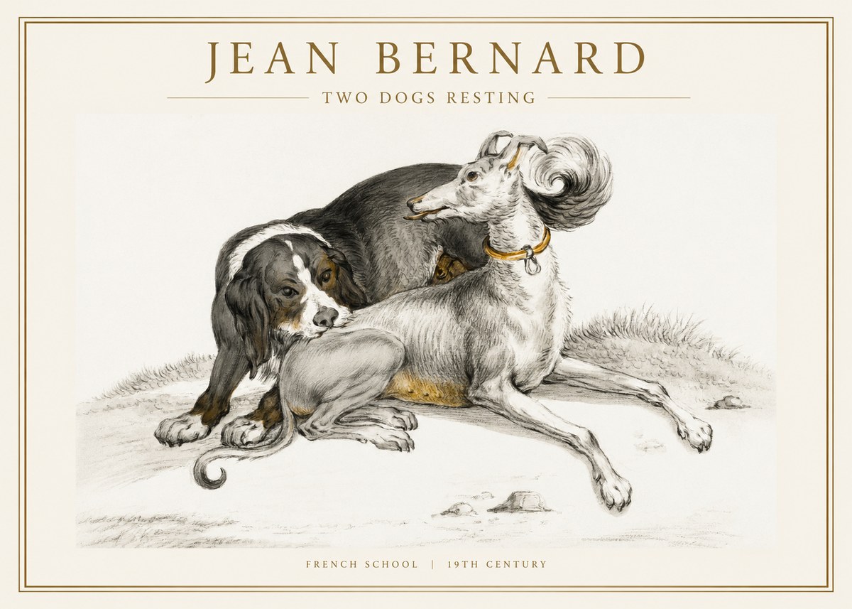 Jean Bernard Two Dogs Resting No1 - Poster