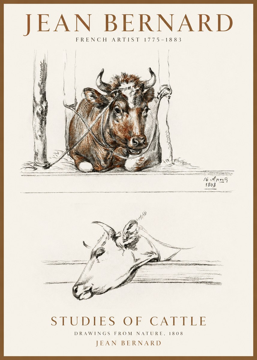Jean Bernard Studies of Cattle III No1 - Poster