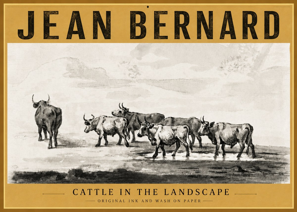 Jean Bernard Cattle in the Landscape No6 - Poster