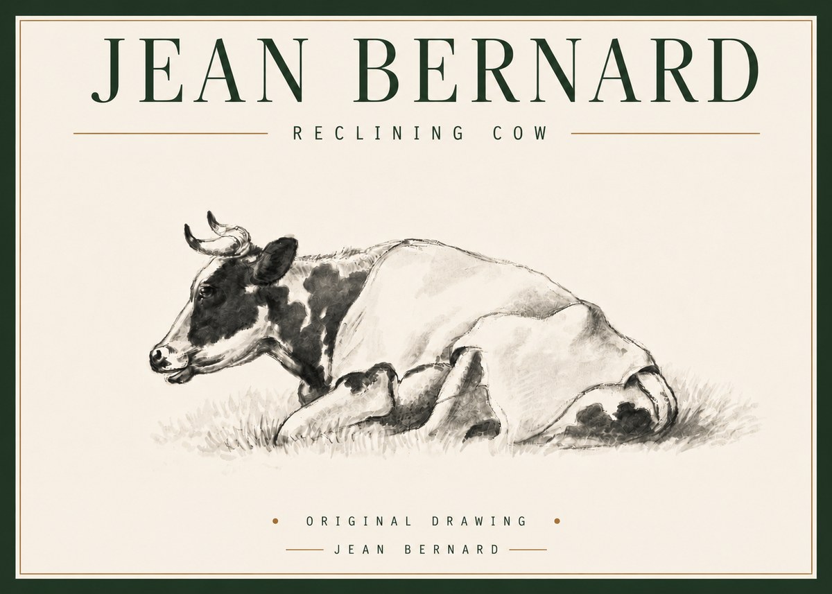 Jean Bernard Reclining Cow II No4 - Poster