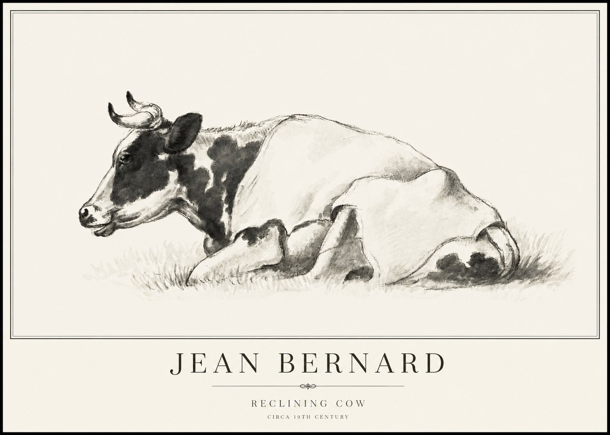 Jean Bernard Reclining Cow II No6 - Poster