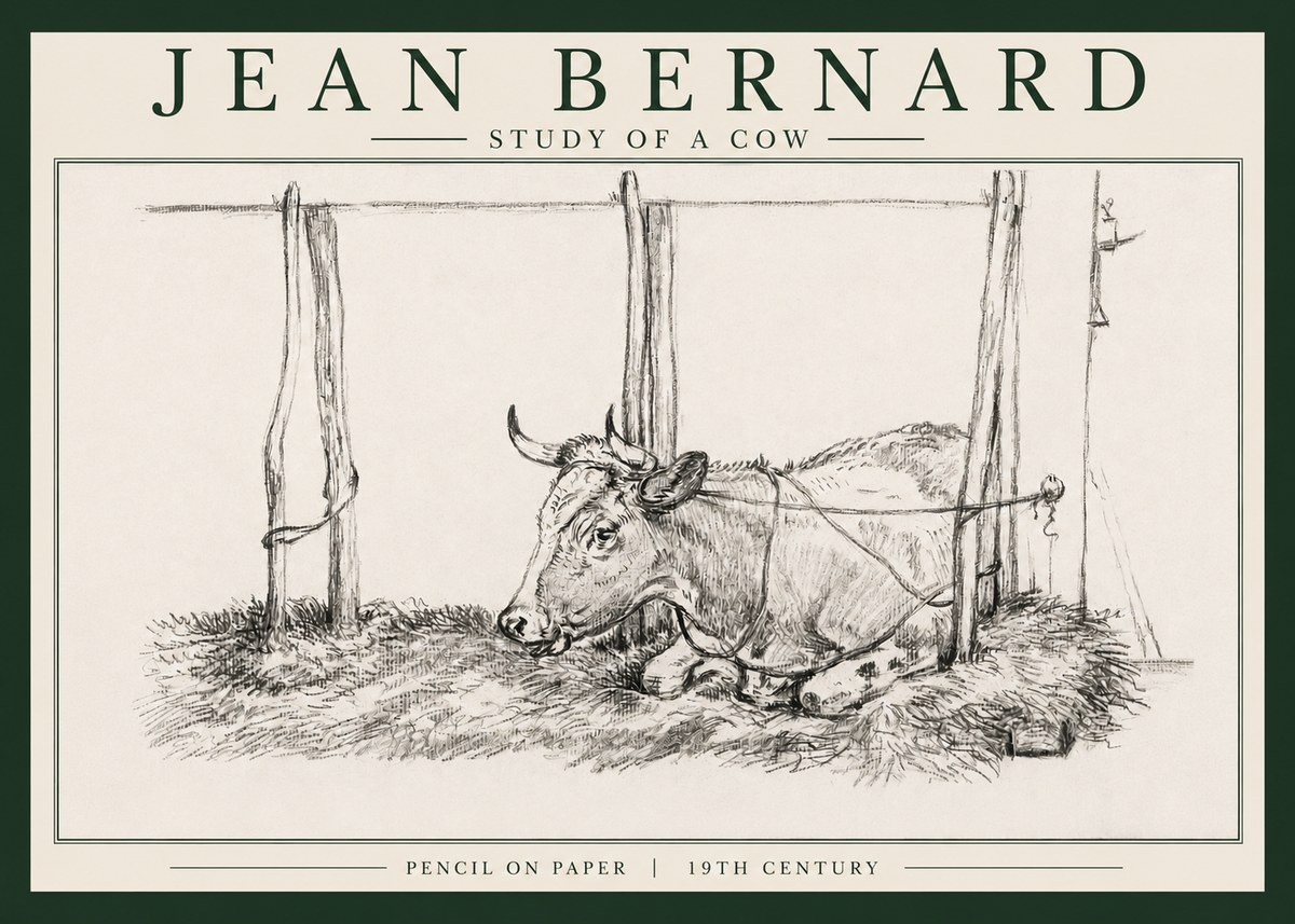 Jean Bernard A Resting Cow No4 - Poster