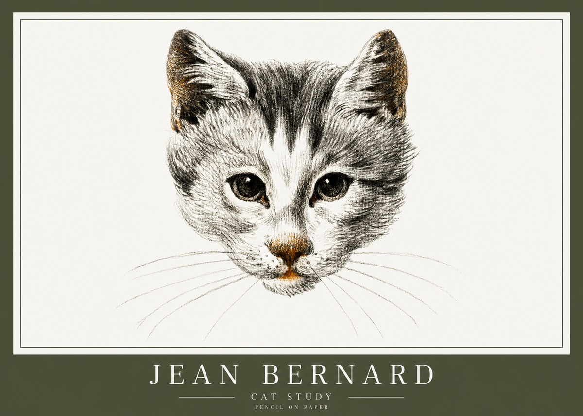 Jean Bernard Cat Study IX No1 - Poster