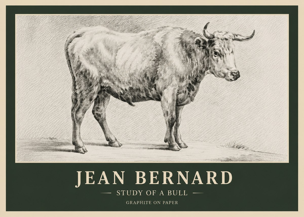 Jean Bernard Study of a Bull IV No6 - Poster