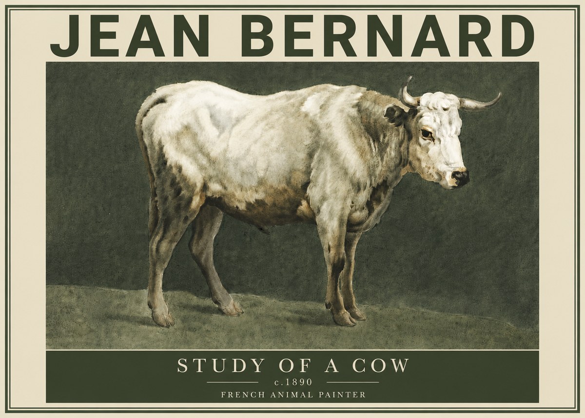 Jean Bernard Study of a Cow C. 1890 No4 - Poster