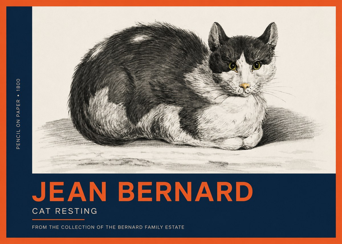 Jean Bernard Cat Resting No2 - Poster