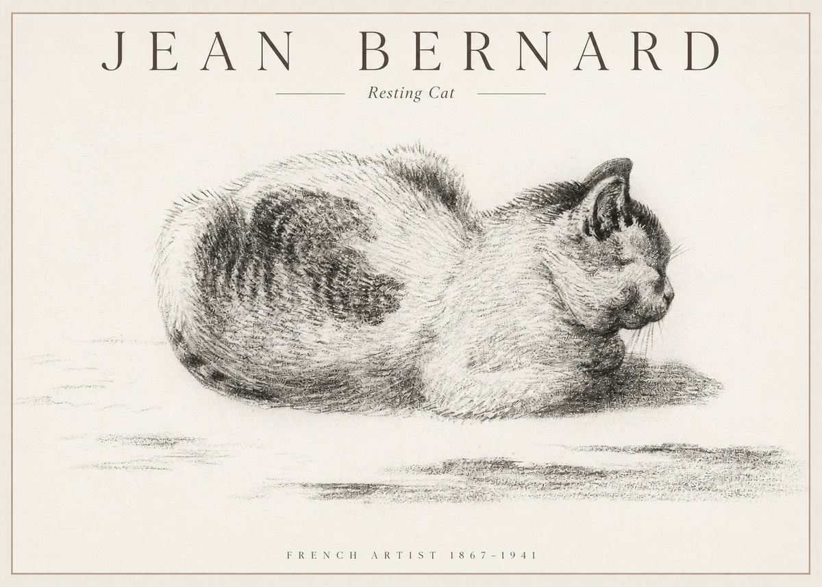 Jean Bernard Resting Cat No1 - Poster