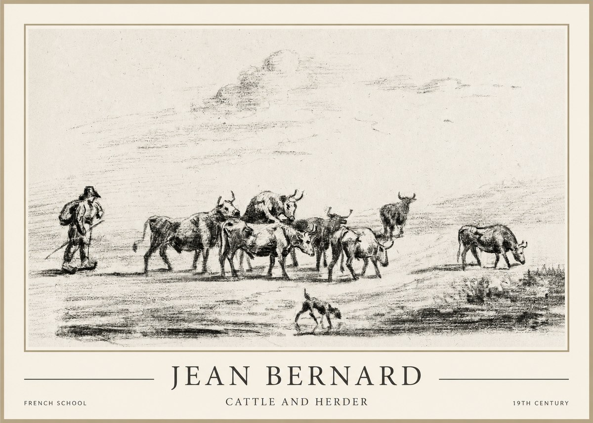 Jean Bernard Cattle and Herder No1 - Poster