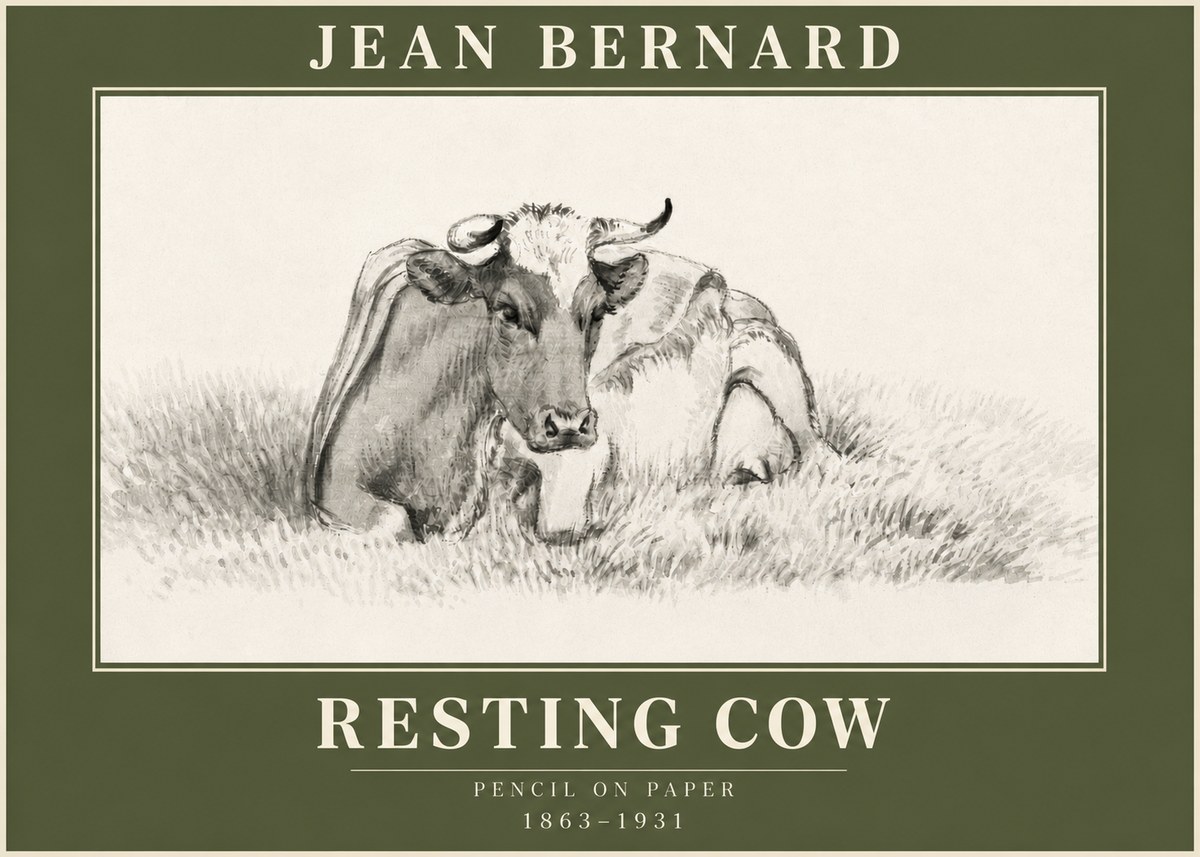 Jean Bernard Resting Cow IV No3 - Poster