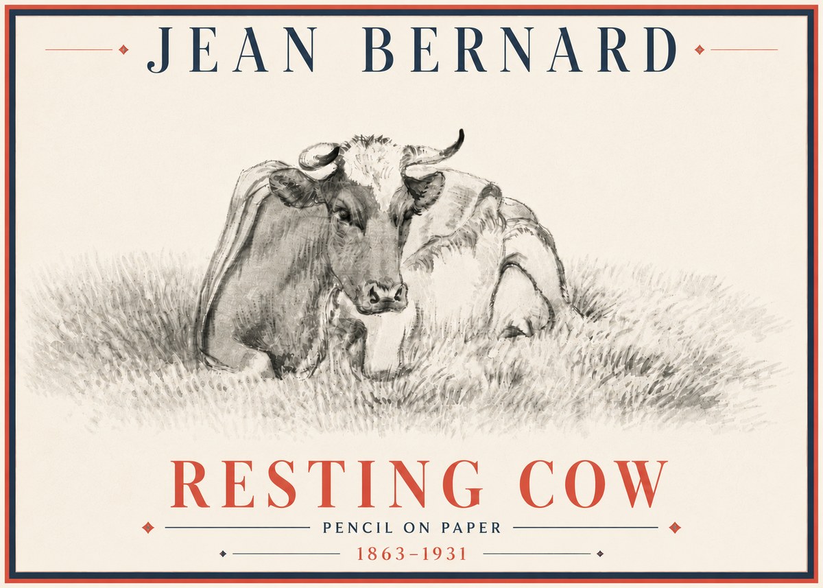 Jean Bernard Resting Cow IV No5 - Poster