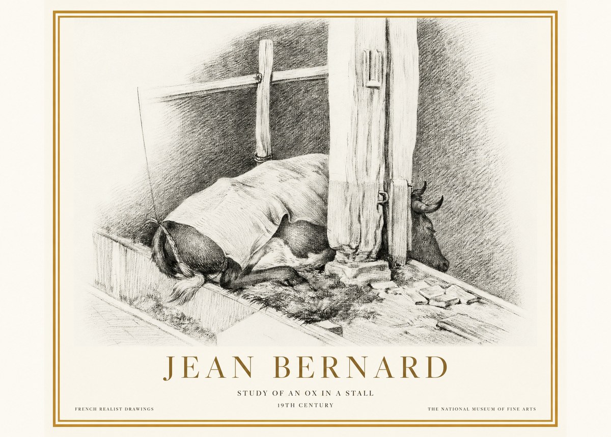 Jean Bernard The Resting Ox No5 - Poster