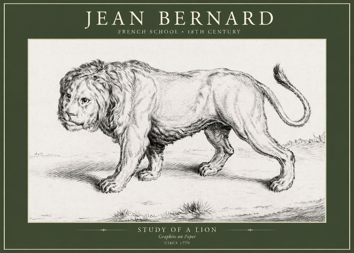Jean Bernard Study of a Lion II No5 - Poster