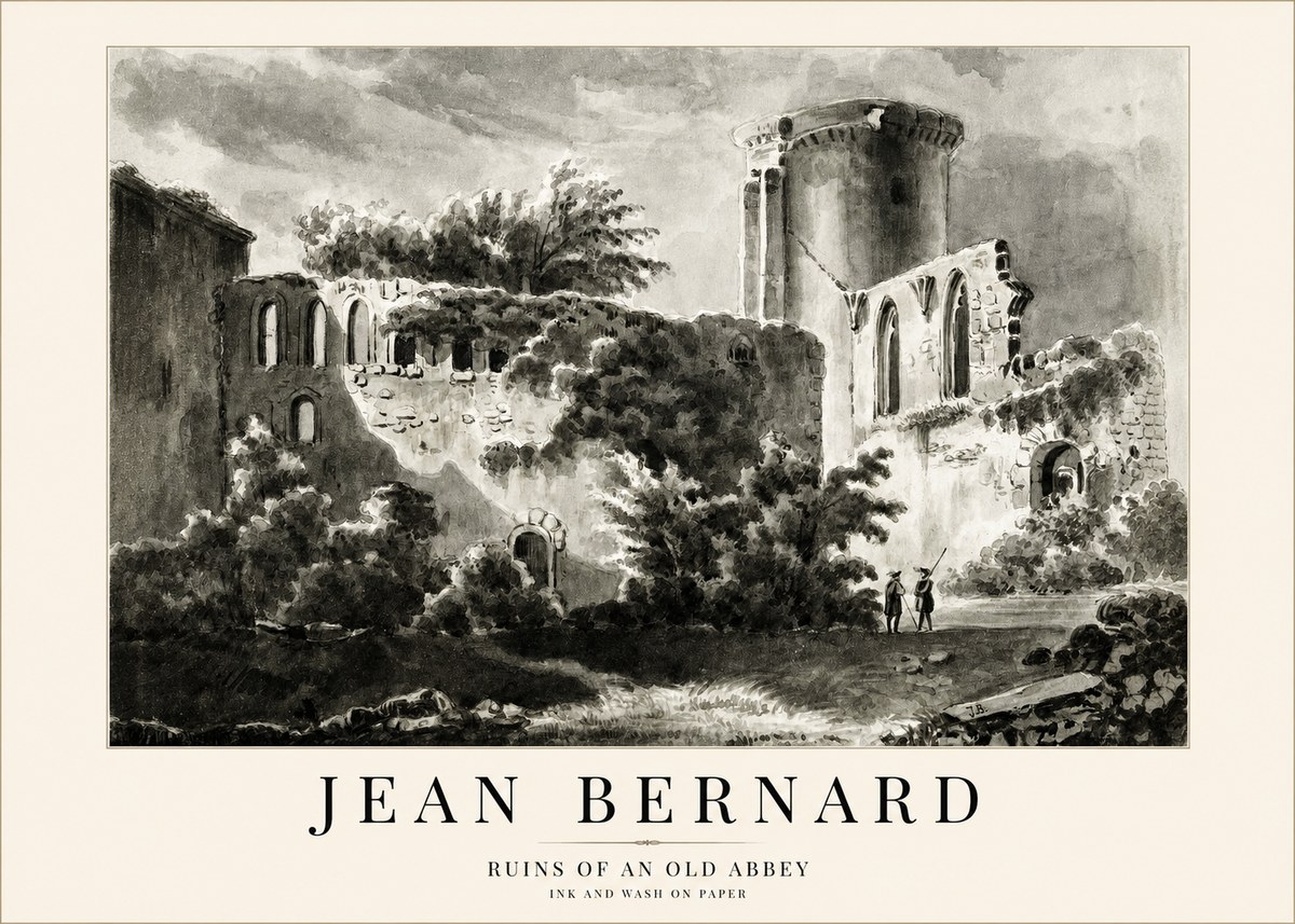 Jean Bernard Ruins of an Old Abbey No1 - Poster