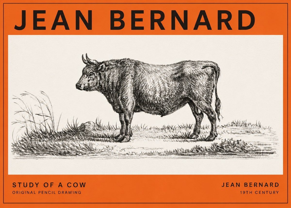 Jean Bernard Study of a Cow XIII No2 - Poster