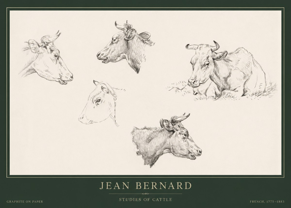 Jean Bernard Studies of Cows I No5 - Poster