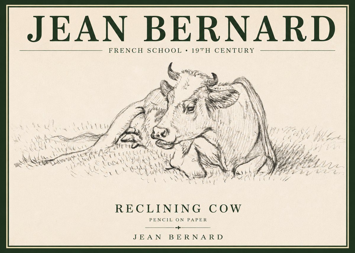 Jean Bernard Reclining Cow III No4 - Poster