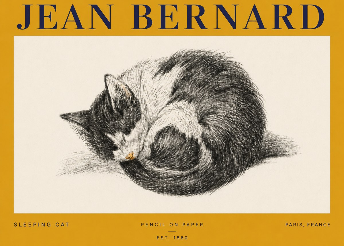Jean Bernard Sleeping Cat VIII No3 - Poster