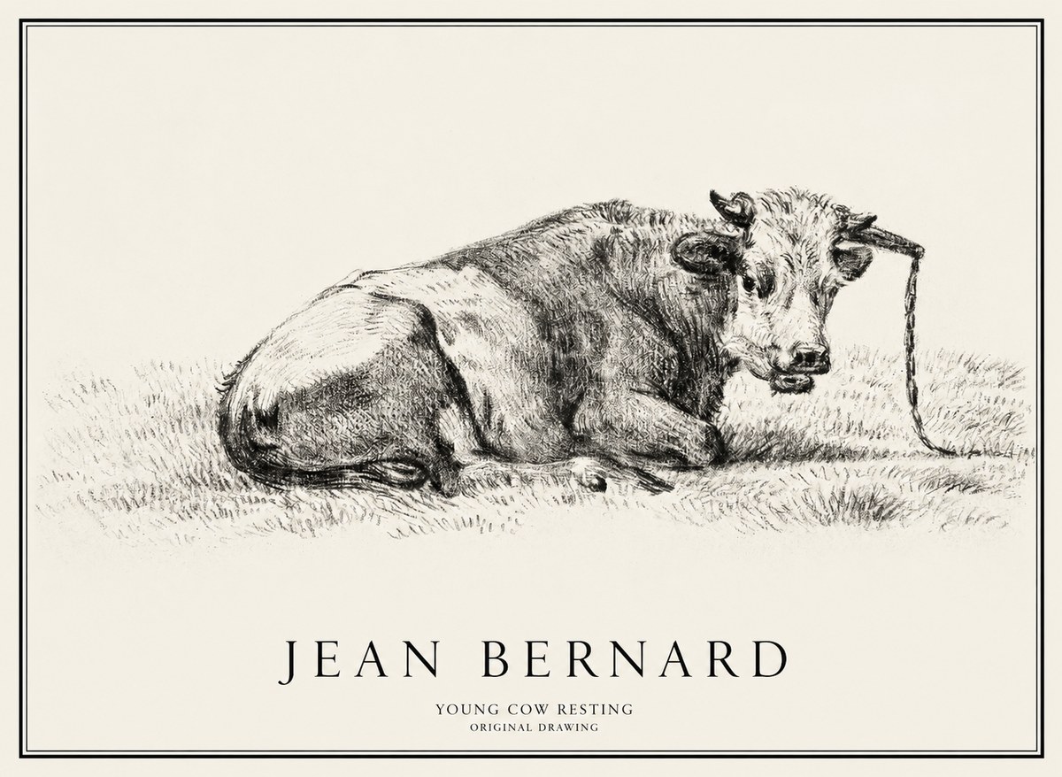 Jean Bernard Young Cow Resting No1 - Poster