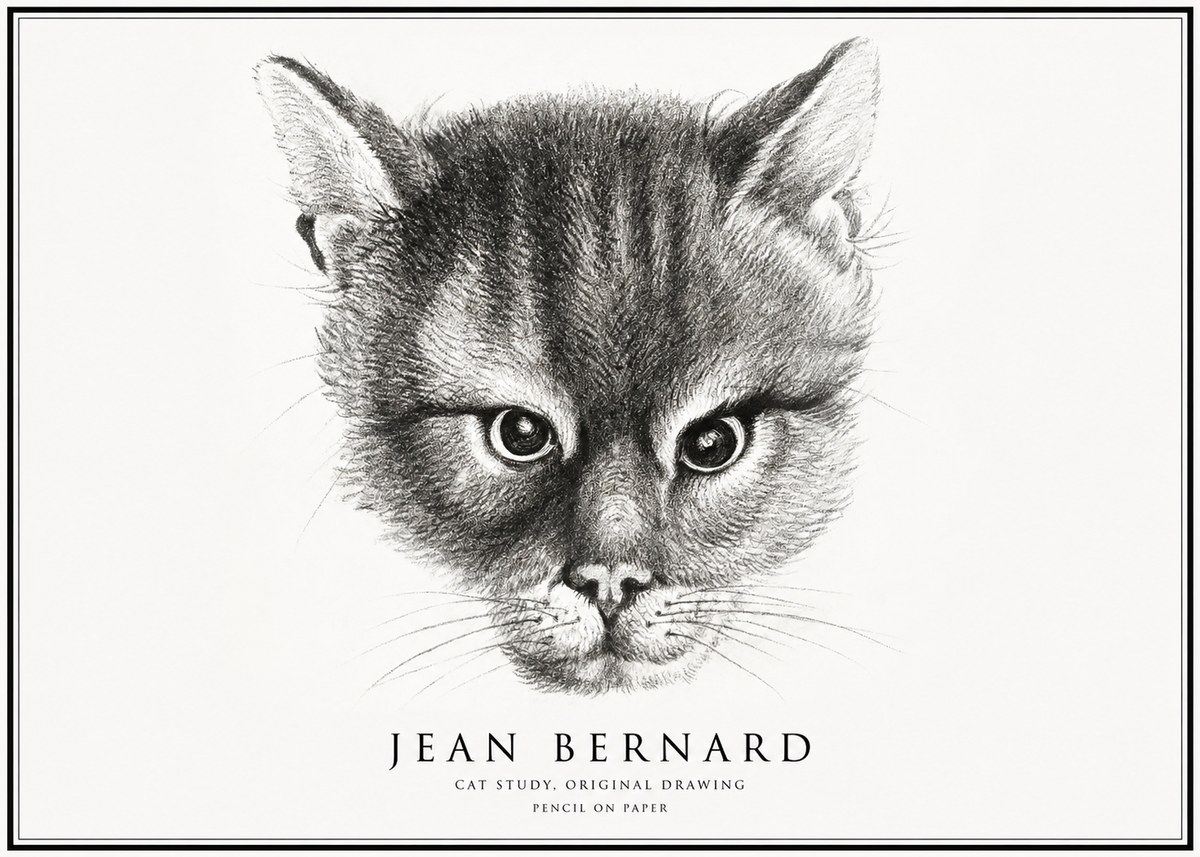 Jean Bernard Cat Study. Original Drawing No1 - Poster