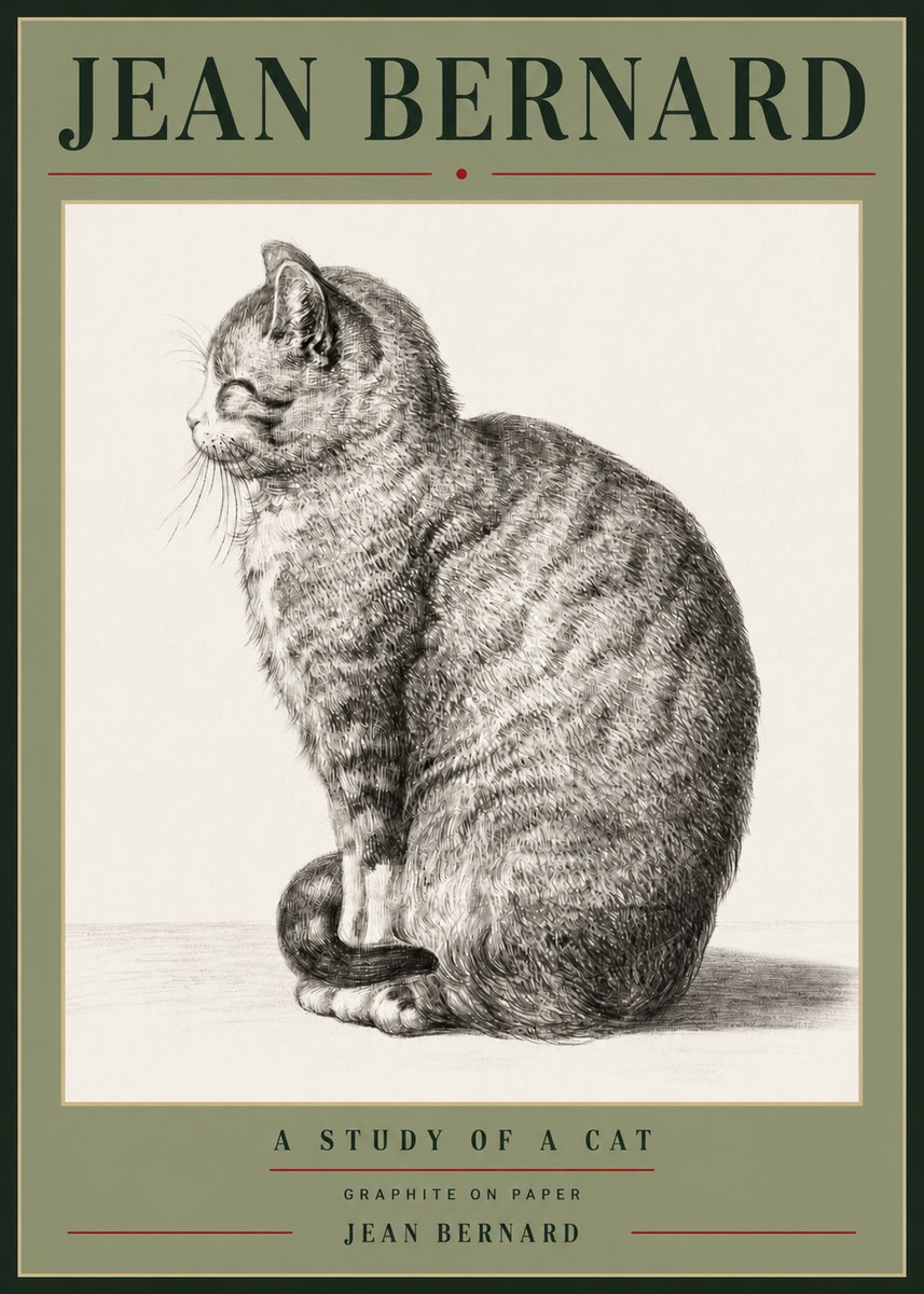 Jean Bernard Cat in Profile No6 - Poster