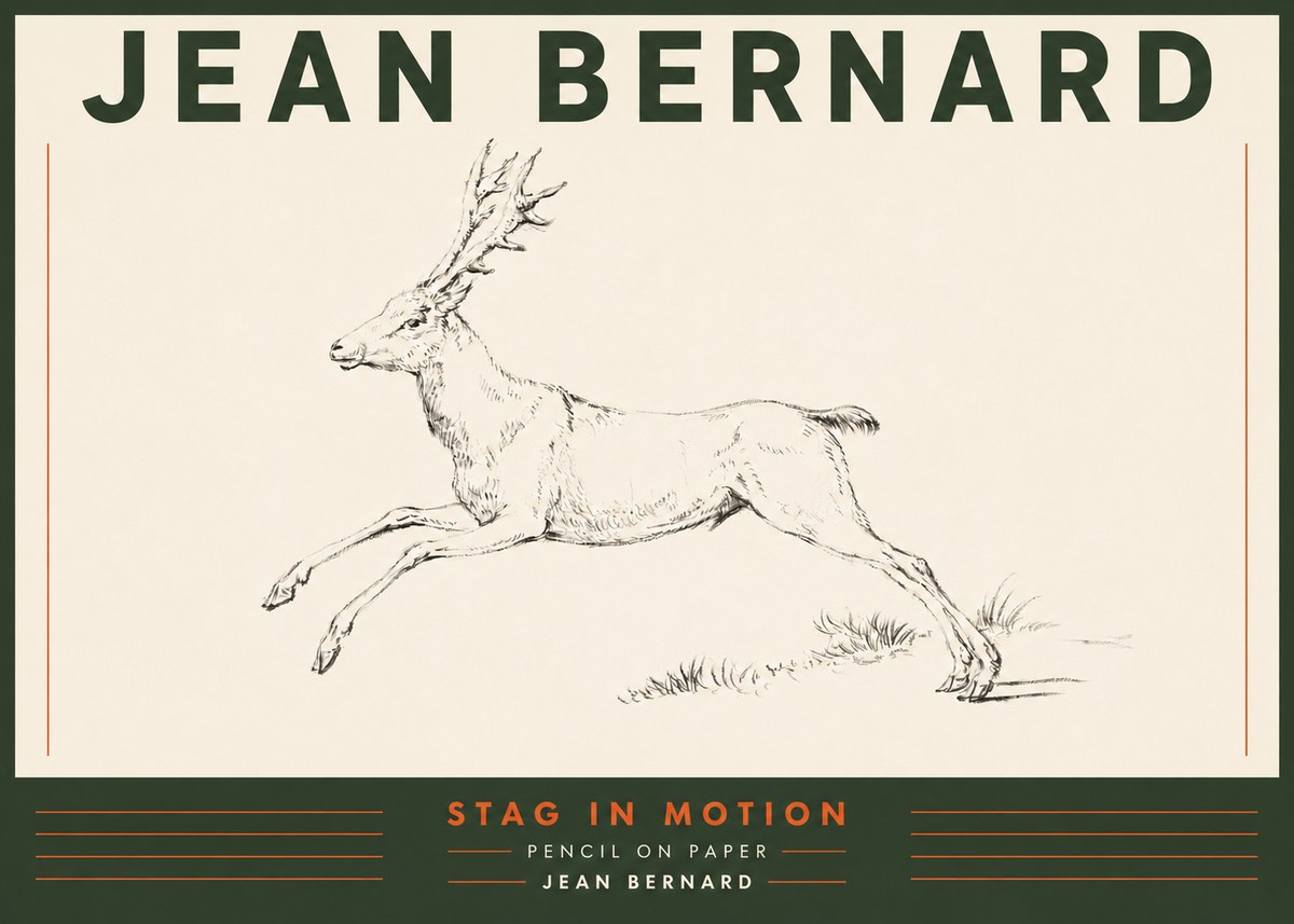 Jean Bernard Stag in Motion No4 - Poster