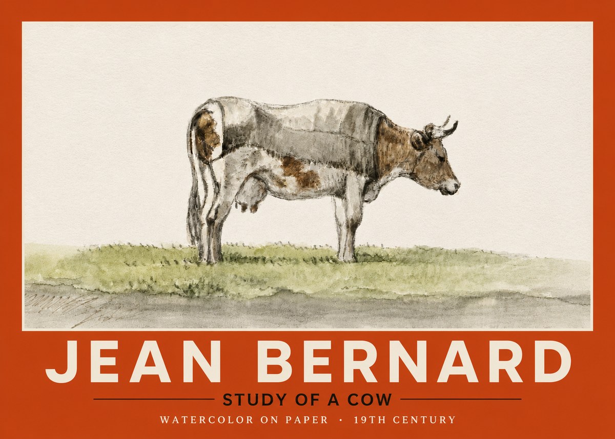 Jean Bernard Study of a Cow XIV No4 - Poster