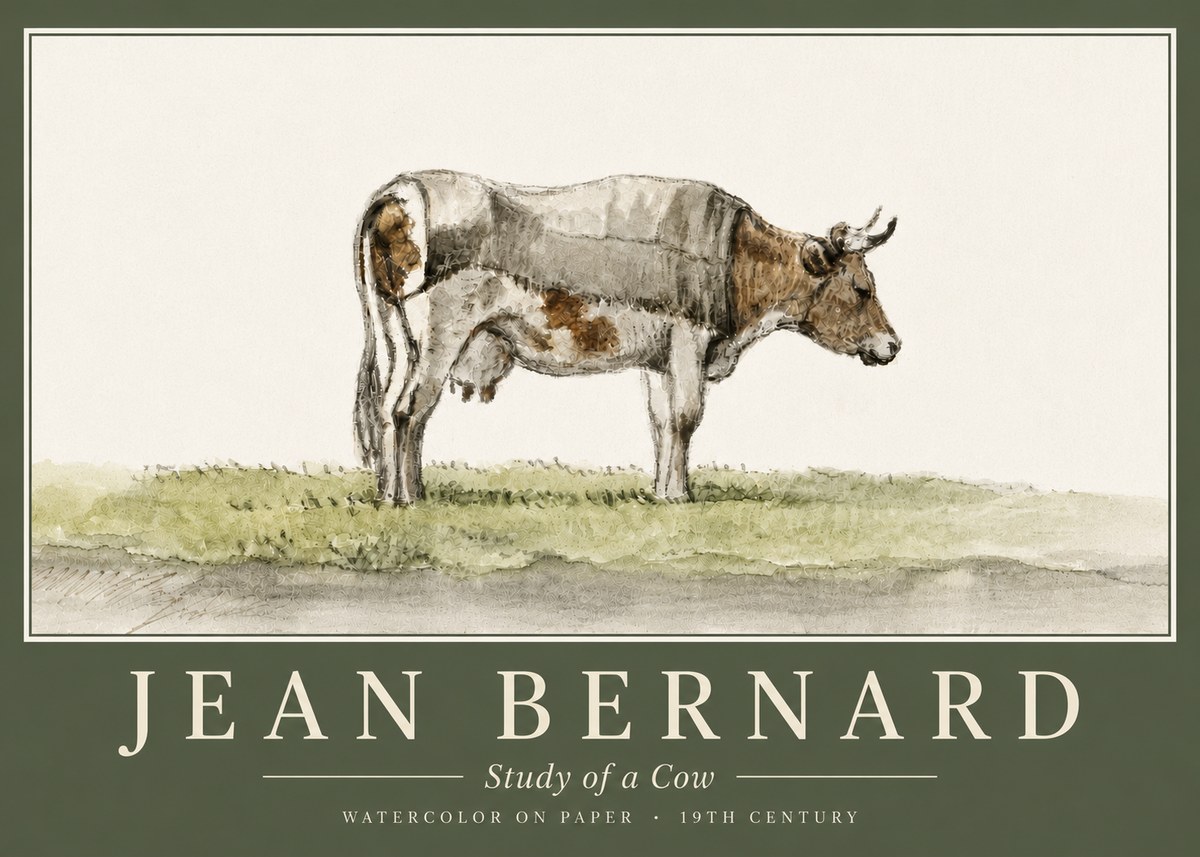 Jean Bernard Study of a Cow XIV No5 - Poster