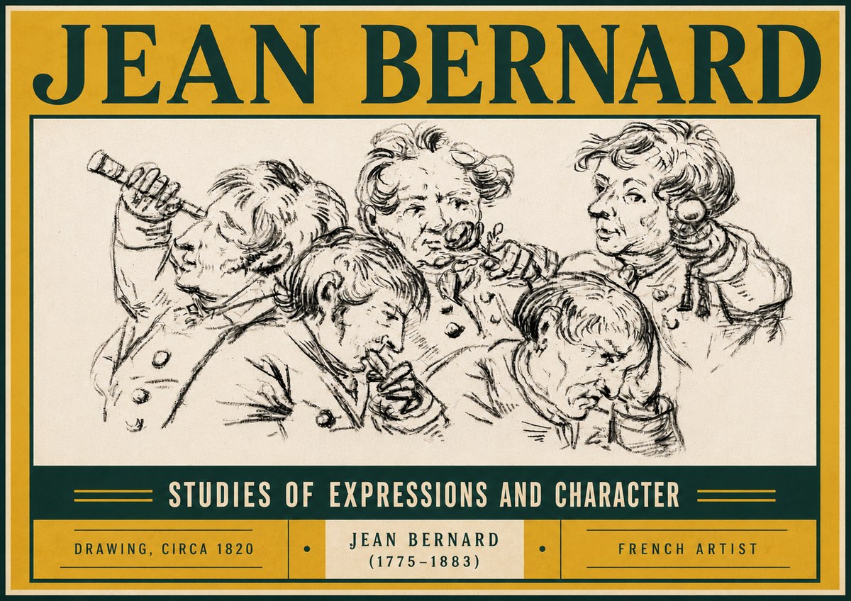 Jean Bernard Studies of Expressions and Character No5 - Poster