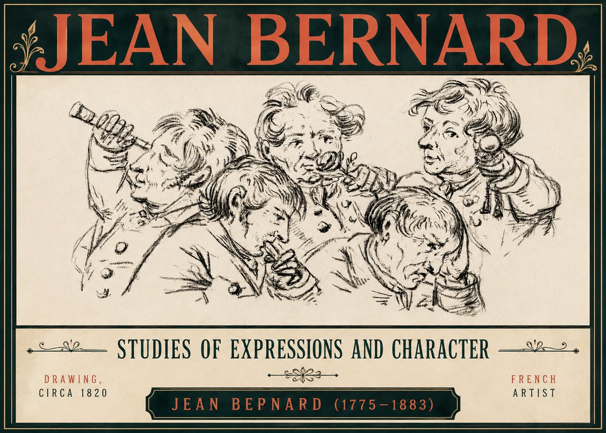 Jean Bernard Studies of Expressions and Character No6 - Poster