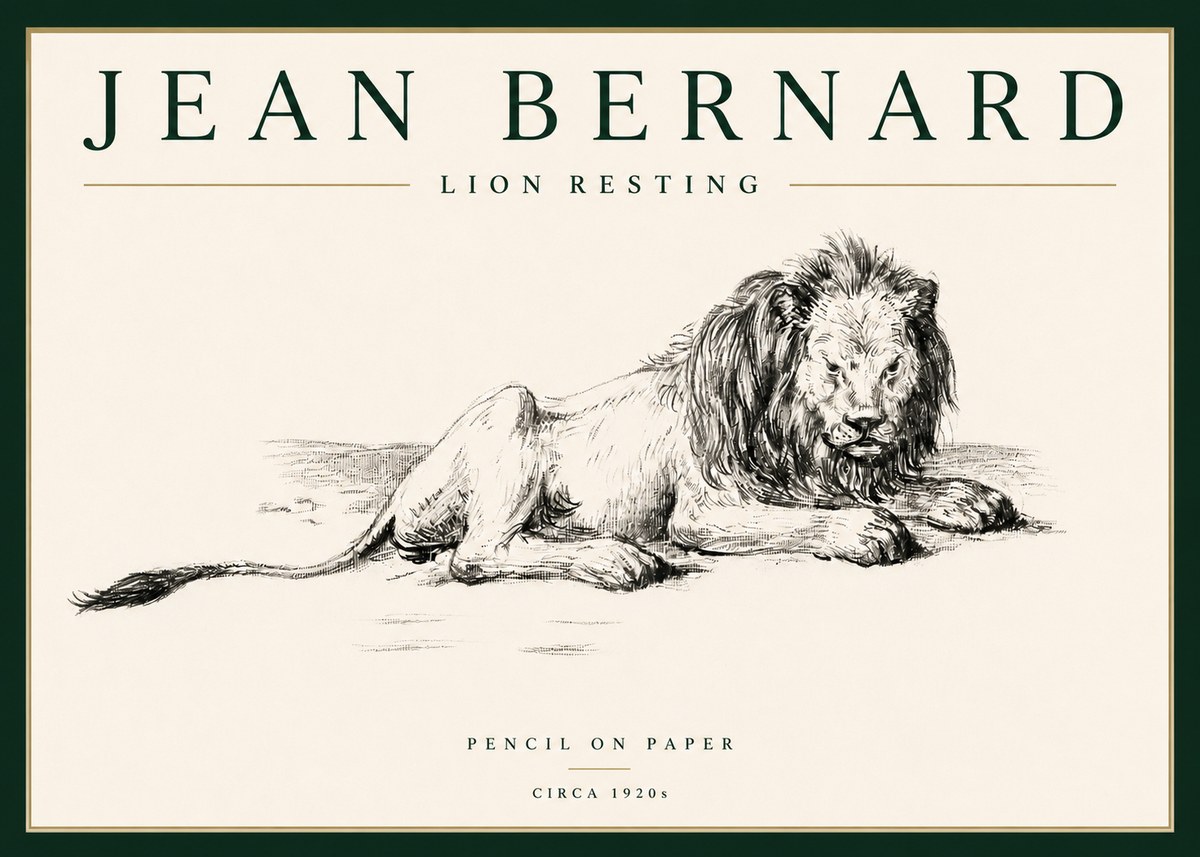 Jean Bernard Lion Resting No4 - Poster