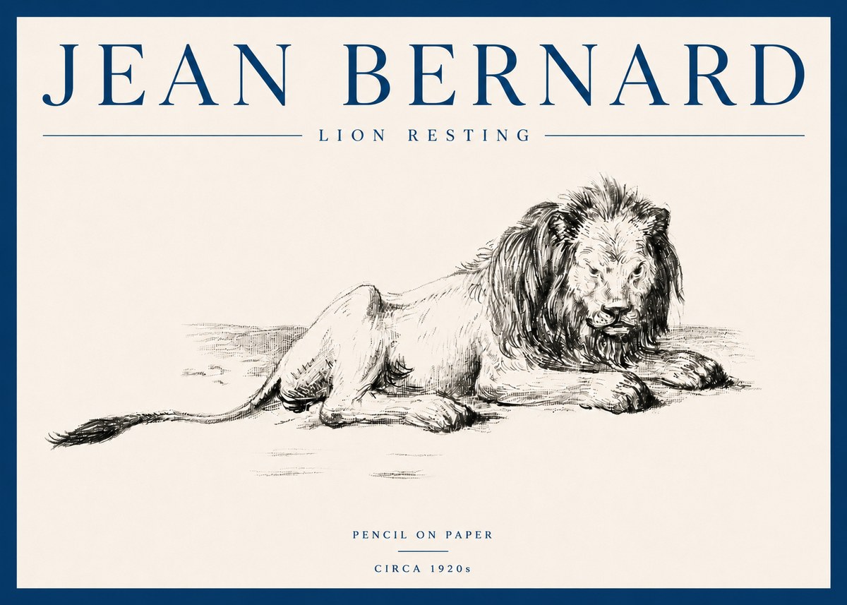 Jean Bernard Lion Resting No5 - Poster