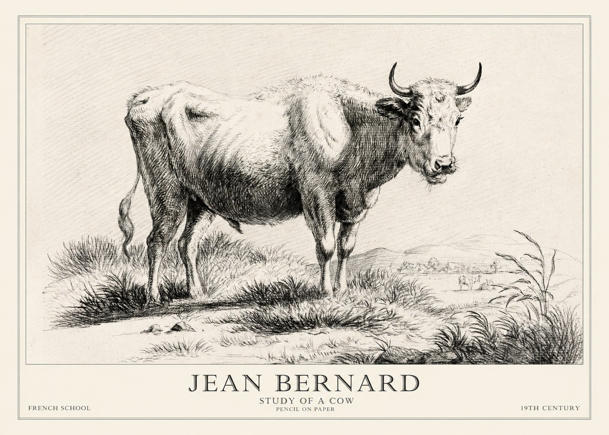 Jean Bernard Study of a Cow XVI No2 - Poster